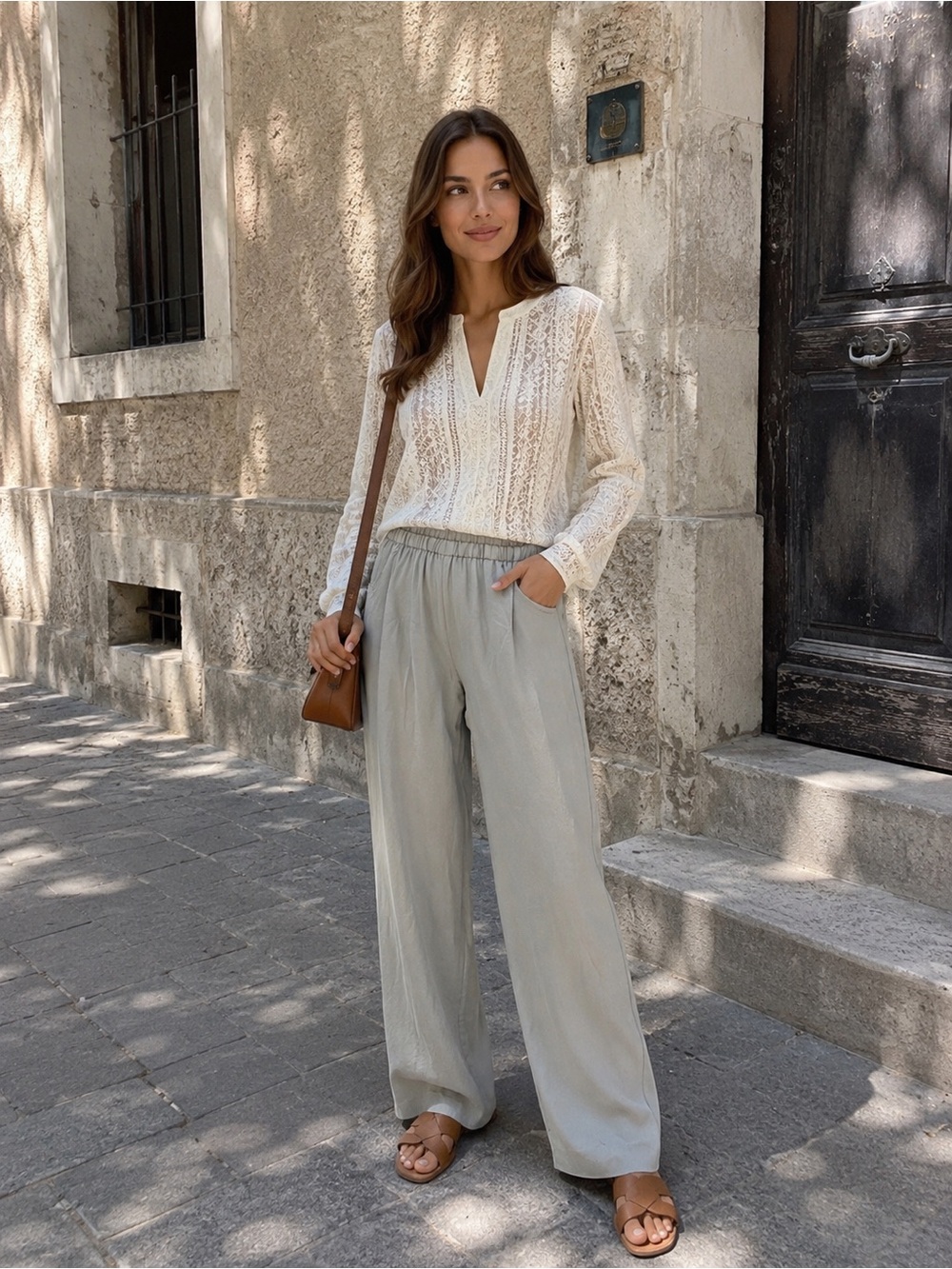 Fabiana Filippi Light Gray Elastic Waist Pants size S